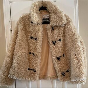 Kensie Beige Faux Fur Jacket with toggle buttons